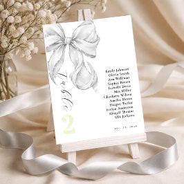 Elegant, tying the knot bridal shower white bow. テーブルナンバー