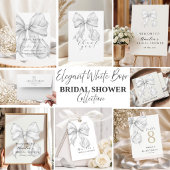 Elegant, tying the knot bridal shower white bow. 招待状