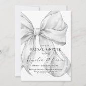 Elegant, tying the knot bridal shower white bow. 招待状 (正面)