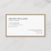 Elegant Typewriter Professional Sand Business Card 名刺 (裏面)