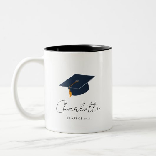 Elegant Typographic Graduation Keepsake ツートーンマグカップ (左)
