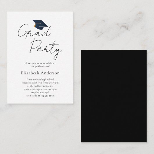 Elegant Typographic Graduation Party ノートカード (正面/裏面)