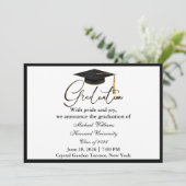 Elegant Typography Black Cap Monochrome Graduation 招待状 (スタンド正面)