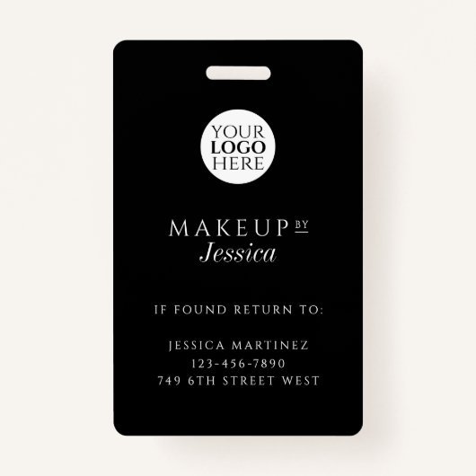 Elegant Typography Black White Photo Makeup バッジ (裏面)