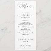 Elegant Typography Black & White Wedding Dinner メニュー (正面)