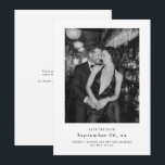 Elegant Typography Black White Wedding Photo セーブザデート<br><div class="desc">Planning a vintage, classy wedding? Your announcements should feel just as timeless. Skip the boring, standard cards. This contemporary monochrome wedding photo save-the-date is a totally fresh way to let your favorite picture do all the talking. Let’s be honest, a great black and white wedding photo just looks absolutely amazing....</div>