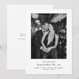 Elegant Typography Black White Wedding Photo セーブザデート