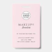 Elegant Typography Blush Pink Photo Makeup バッジ (Back)