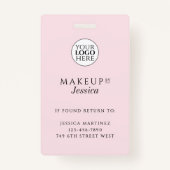 Elegant Typography Blush Pink Photo Makeup バッジ (裏面)