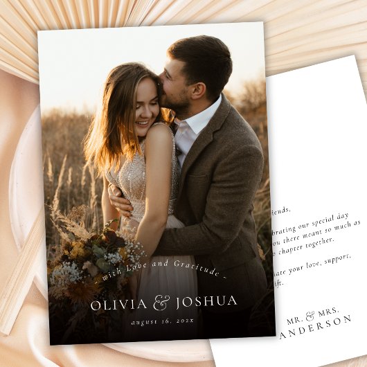 Elegant Typography Classic Single Photo Wedding サンキューカード