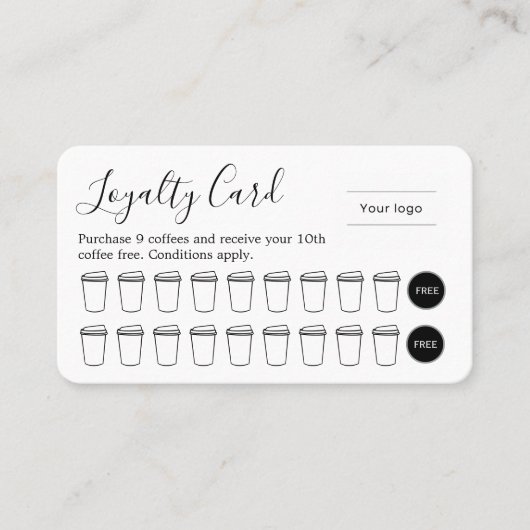 Elegant Typography Coffee Loyalty Card ロイヤリティカード (正面)
