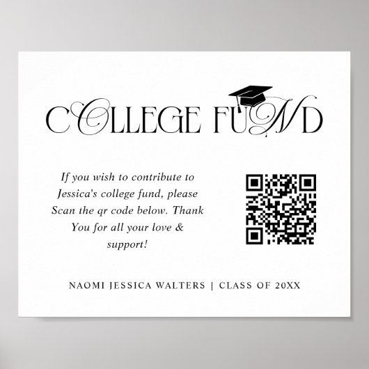 Elegant Typography Collage Fund QR CODE Graduation ポスター (正面)