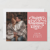 Elegant Typography Happy Valentine's Day 1 Photo シーズンカード (正面)