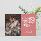 Elegant Typography Happy Valentine's Day 1 Photo シーズンカード (スタンド正面)