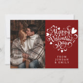 Elegant Typography Happy Valentine's Day 1 Photo シーズンカード (正面)
