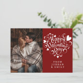 Elegant Typography Happy Valentine's Day 1 Photo シーズンカード (スタンド正面)