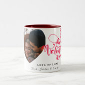 Elegant Typography Happy Valentines Day 1 Photo ツートーンマグカップ (中央)