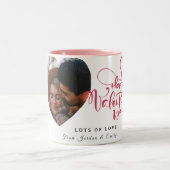 Elegant Typography Happy Valentines Day 1 Photo ツートーンマグカップ (中央)