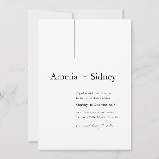 Elegant Typography Horizontal Photo Wedding 招待状 (裏面)