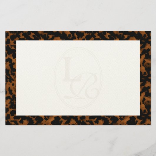 Elegant Typography Monogram Tortoise Shell 便箋 (正面)