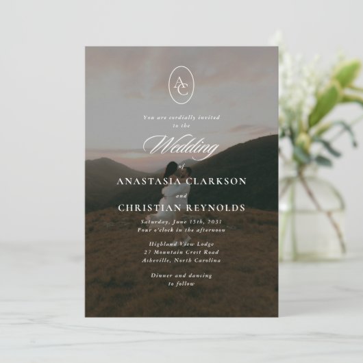 Elegant typography mountain one photo 招待状 (スタンド正面)