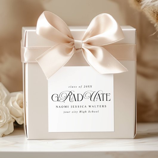 Elegant Typography Old Money Graduation スクエアシール
