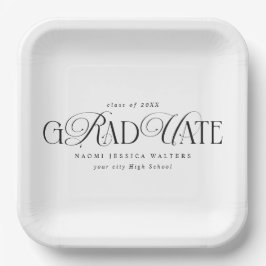 Elegant Typography Old Money Graduation WHITE ペーパープレート