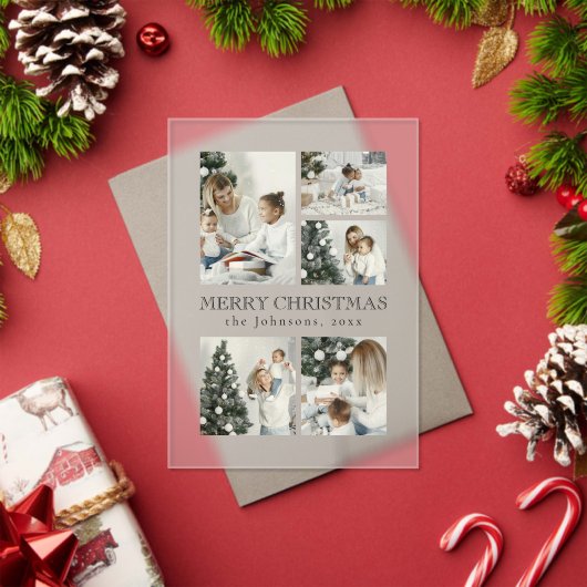 Elegant Typography Photo Collage Christmas Card アクリル招待状 (インサイチュ (クリスマス))