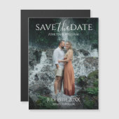 Elegant Typography Photo Save the Date Magnet Card (正面/裏面)