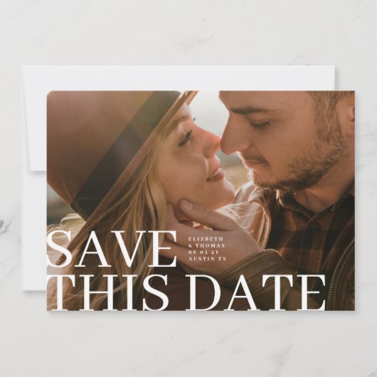 Elegant Typography Save This Date & Photo Wedding セーブザデート (正面)