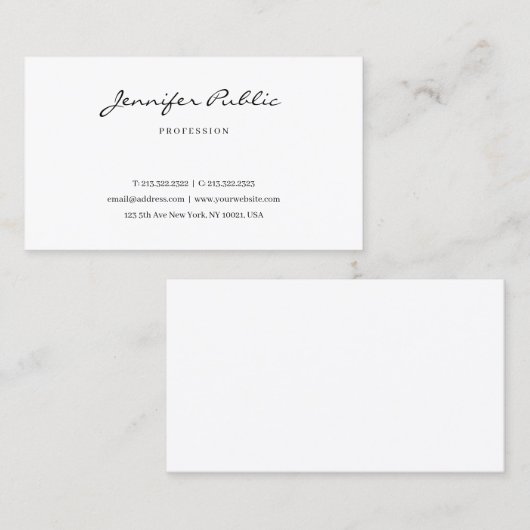 Elegant Typography Script Modern Minimalist Cute 名刺 (正面/裏面)