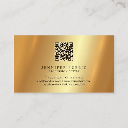 Elegant Typography Script Monogram Glamour Gold 名刺 (裏面)