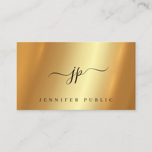 Elegant Typography Script Monogram Glamour Gold 名刺 (正面)