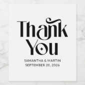 Elegant Typography Wedding Thank You ワインラベル (シングルラベル)
