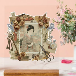 Elegant Ukiyoe Collage Art – Vintage JP Beauty アクリルサイン
