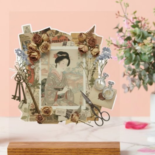 Elegant Ukiyoe Collage Art – Vintage JP Beauty アクリルサイン