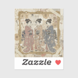 Elegant Ukiyoe Collage Art – Vintage JP Beauty シール