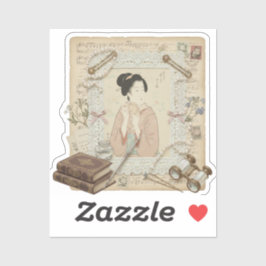 Elegant Ukiyoe Collage Art – Vintage JP Beauty シール