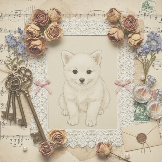 Elegant Ukiyoe Collage Art – Vintage JP Beauty シール (正面)