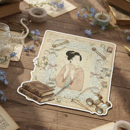 Elegant Ukiyoe Collage Art – Vintage JP Beauty シール