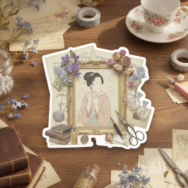 Elegant Ukiyoe Collage Art – Vintage JP Beauty シール