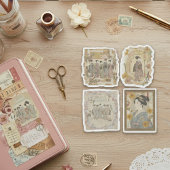 Elegant Ukiyoe Collage Art – Vintage JP Beauty シール