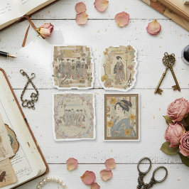 Elegant Ukiyoe Collage Art – Vintage JP Beauty シール