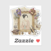 Elegant Ukiyoe Collage Art – Vintage JP Beauty シール (シート)