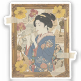 Elegant Ukiyoe Collage Art – Vintage JP Beauty シール