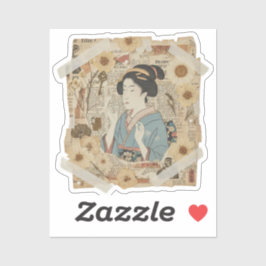 Elegant Ukiyoe Collage Art – Vintage JP Beauty シール