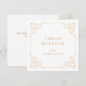 Elegant Umrah Mubarak Gold Script Greeting Card シーズンカード (正面/裏面)