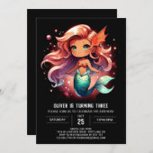 Elegant Underwater Mermaid Birthday 招待状 (正面/裏面)