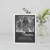 Elegant Unique Modern Photo Merry Christmas Silver 箔シーズンポストカード (立ち正面)