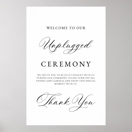 Elegant Unplugged Wedding Ceremony Sign | Modern  ポスター (正面)